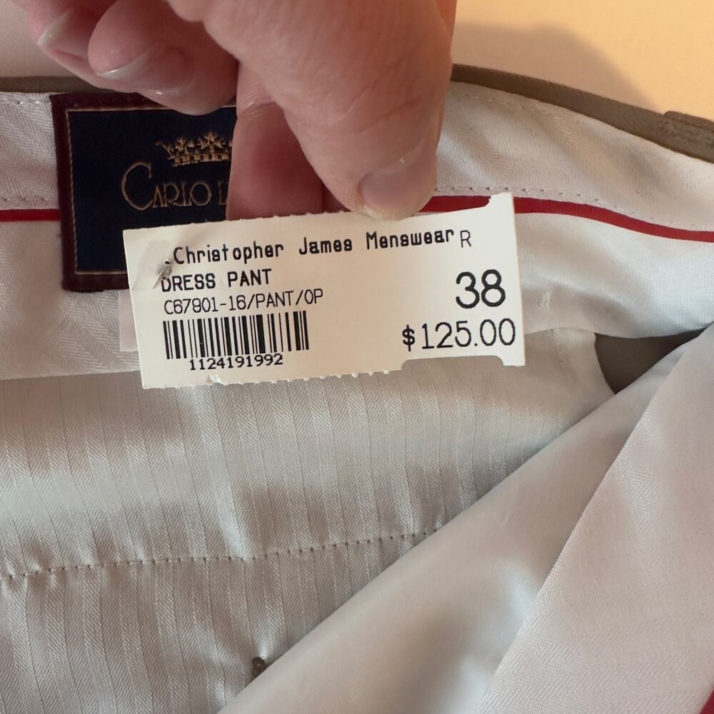 NWOT Carlo Lusso Men's Unhemmed Dress Pants Size 38R Tan Professional Office - Picture 4 of 7